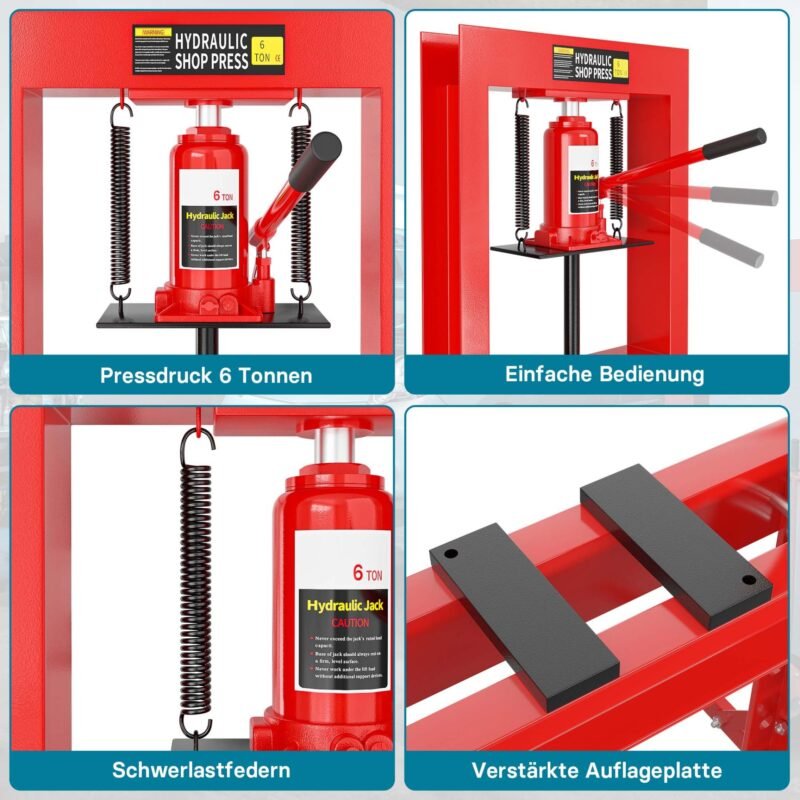 Prensa Hidráulica Industrial 6T para Oficina, Armazém e Bancada de Garagem