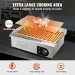 Placa de Grelhar Elétrica de Gastronomia 3000W Aço Inoxidável 54x30x1cm