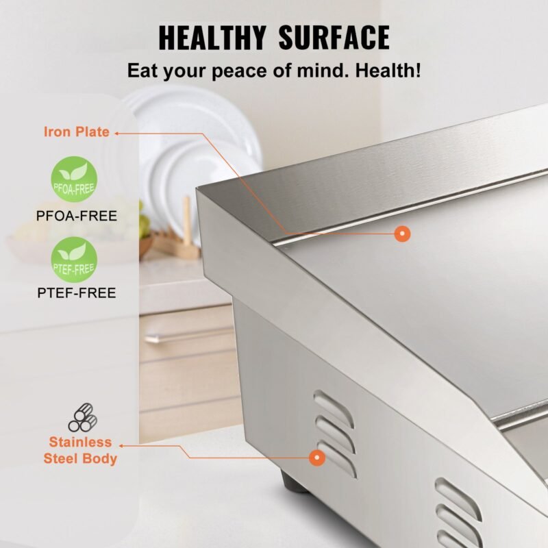 Placa de Grelhar Elétrica de Gastronomia 3000W Aço Inoxidável 54x30x1cm
