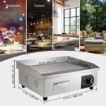 Placa de Grelhar Elétrica de Gastronomia 3000W Aço Inoxidável 54x30x1cm