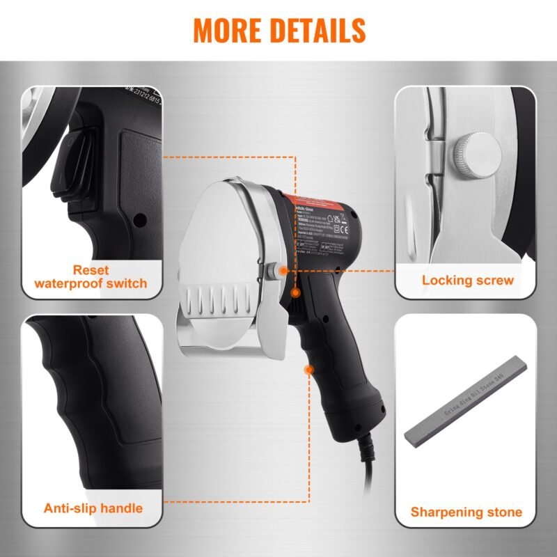 Faca Elétrica para Shawarma 80W, Cortador de Kebab em Aço Inoxidável, 2 Lâminas de 10 cm