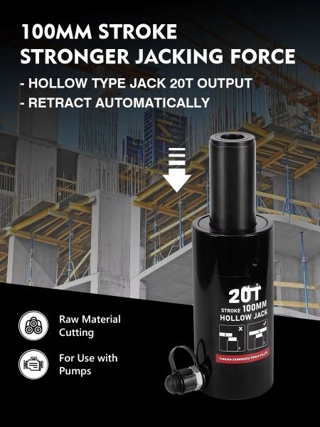 Macaco hidráulico 20t, curso 100 mm, ferramentas de levantamento multiuso