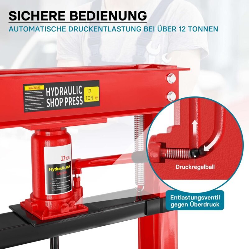 XPOtool Prensa Hidráulica Industrial de 12T para Oficina, Armazém, Garagem