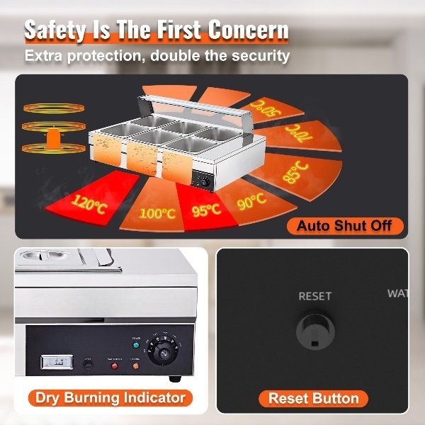 Aquecedor de Buffet em Aço Inoxidável 1500 W