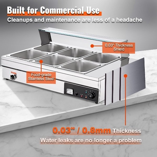 Aquecedor de Buffet em Aço Inoxidável 1500 W