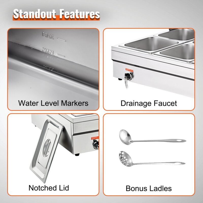 Aquecedor de Buffet em Aço Inoxidável 1500 W