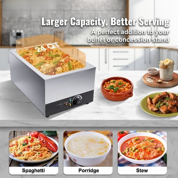 Aquecedor de Buffet em Aço Inoxidável 1500 W 3 x 8,8 L