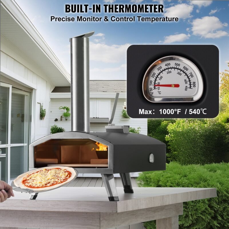 Forno de Pizza Externo Portátil a Pellets de Madeira 30cm Ferro para Camping