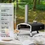 Forno de Pizza Externo Portátil a Pellets de Madeira 30cm Ferro para Camping