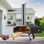 Forno de Pizza Externo Portátil a Pellets de Madeira 30cm Ferro para Camping