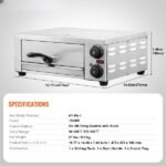 Forno de Pizza Comercial Elétrico 305mm em Aço Inoxidável com 2 Botões
