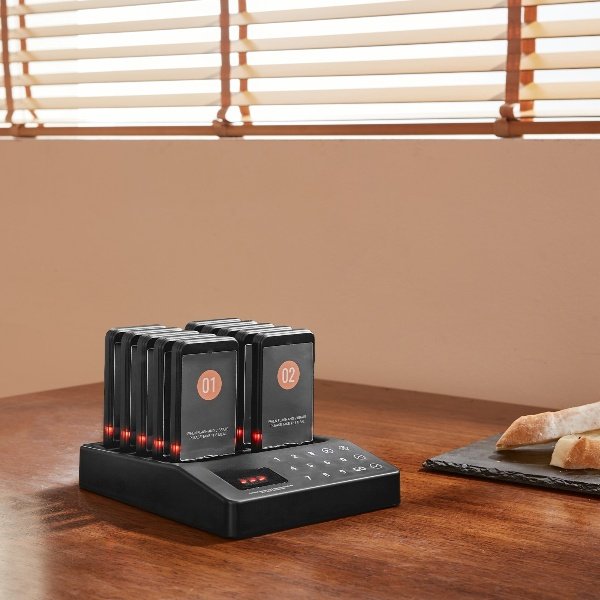 Sistema de Pager Sem Fio, 16 Pagers, Alcance de 500m, Ideal para Restaurantes e Igrejas