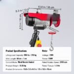 Guincho Elétrico 500kg-1000kg, 12m, 1600W, Controle Remoto Sem Fio