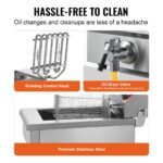 Fritadeira Elétrica Comercial 3000W 9L em Aço Inoxidável, Atualização para 200°C