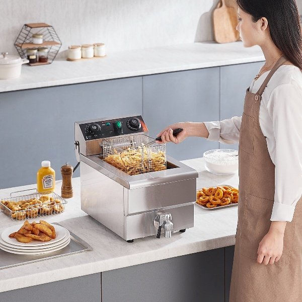 Fritteuse Elektrisch Kommerziell 2500W 12L Edelstahl Upgrade 200°C