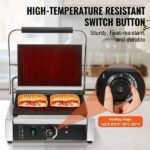 Prensa Panini Grill Sandwich Maker Grill de Contato Comercial 23x23cm