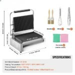 Prensa Panini Grill Sandwich Maker Grill de Contato Comercial 23x23cm