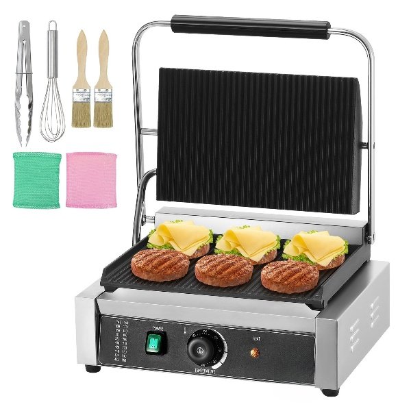 Prensa Panini Grill Sandwich Maker Grill de Contato Comercial 23x23cm
