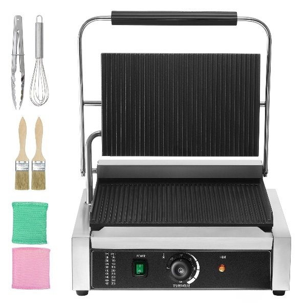 Prensa Panini Grill Sandwich Maker Grill de Contato Comercial 23x23cm