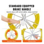 Roda de Cabo de Fibra de Vidro Ø6,35mm x 129,5m, com carretel de aço, luvas e cabeçotes metálicos para passagem de cabos.