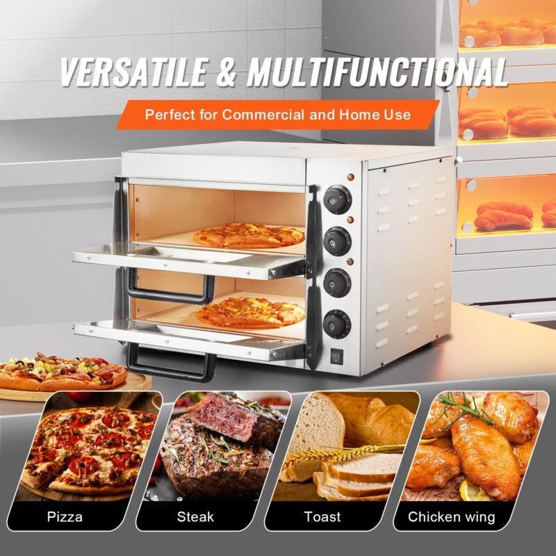 Forno de Pizza Comercial de Aço Inoxidável Elétrico 406mm com 4 Botões