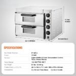 Forno de Pizza Comercial de Aço Inoxidável Elétrico 406mm com 4 Botões