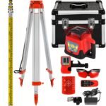 Laser rotativo 500m, 360°, à prova d'água, 20h, com tripé e régua.