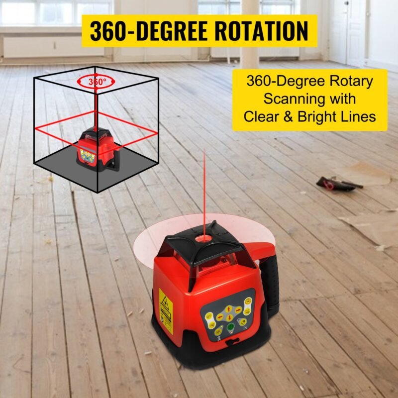 Laser rotativo 500m, 360°, à prova d'água, 20h, com tripé e régua.