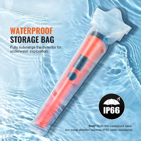 Pinpointer IP68 à prova d'água - 3 modos, bateria 9V, com bolsa.