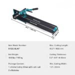 Cortador de azulejos profissional 1000mm, corte de 4-15mm, largura mínima de 25mm, com acessórios adicionais.