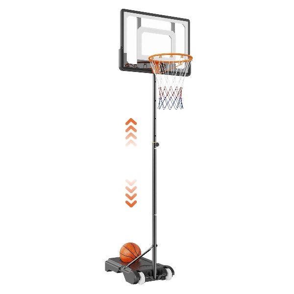 Cesta de Basquete Ajustável 152,4-213,4 cm, Sistema Móvel Resistente à Intempérie