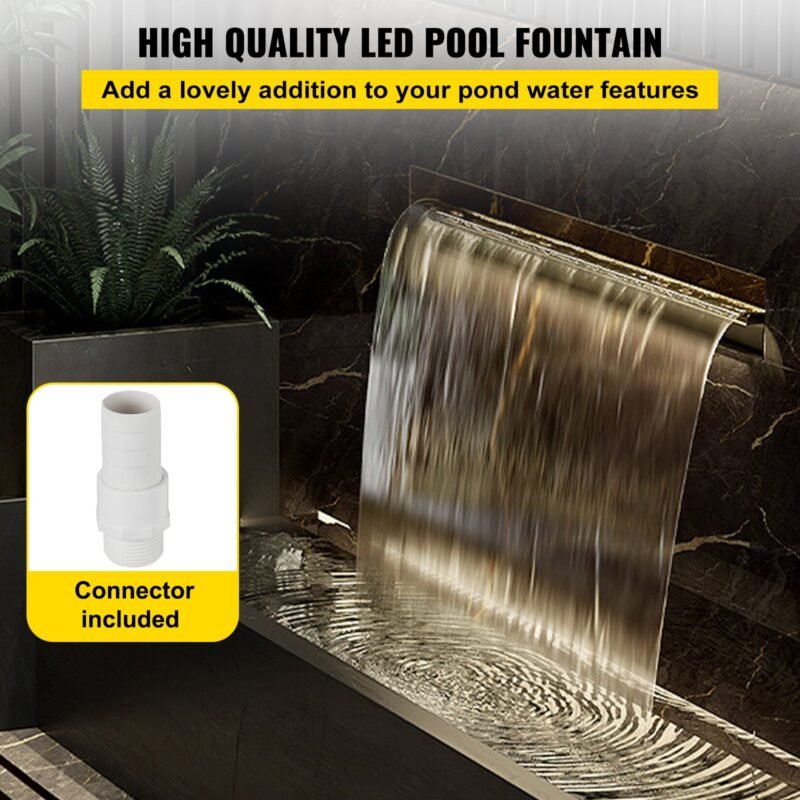 Chuveiro de cascata LED para piscina, 17,7 x 4,5 x 3,1, decoração de jardim e lagoa.
