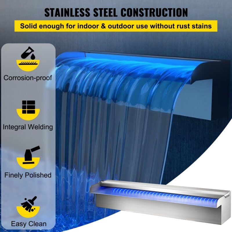 Chuveiro de cascata LED para piscina, 17,7 x 4,5 x 3,1, decoração de jardim e lagoa.