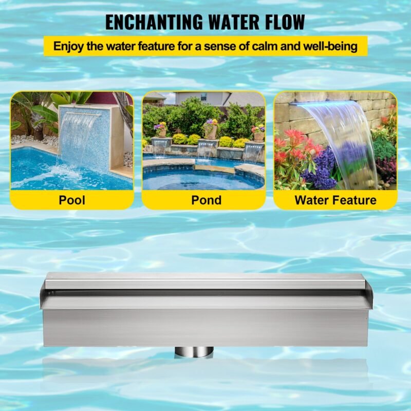 Chuveiro de cascata LED para piscina, 17,7 x 4,5 x 3,1, decoração de jardim e lagoa.