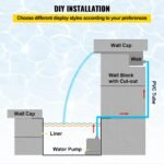 Chuveiro de cascata LED para piscina, 17,7 x 4,5 x 3,1, decoração de jardim e lagoa.
