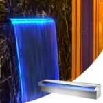 Chuveiro de cascata LED para piscina, 17,7 x 4,5 x 3,1, decoração de jardim e lagoa.
