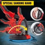 Lixadeira Excentrica 225mm, 750W, para drywall, com saco de vácuo, luvas e óculos de proteção.