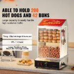 Vaporizeiro de Cachorro Quente e Aquecedor de Pão 2 Andares 37L Elétrico Comercial