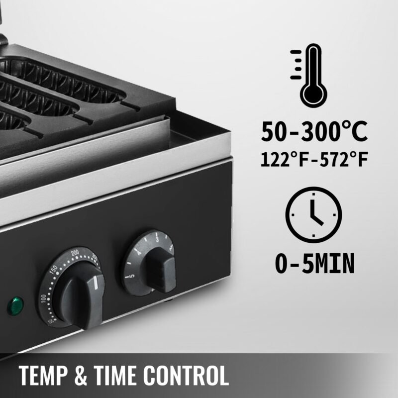 Máquina de Waffle 1500W 50-300°C 0-5 Minutos