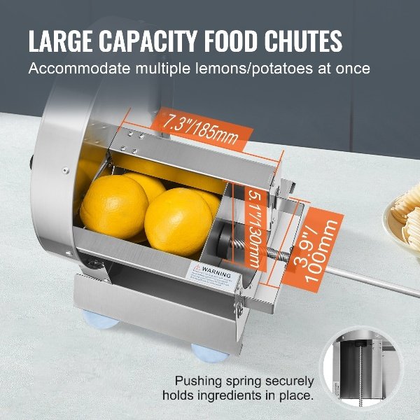 Cortador Manual de Aço Inoxidável com 2 Lâminas, para Batatas, Pepinos, Limões e Tomates.