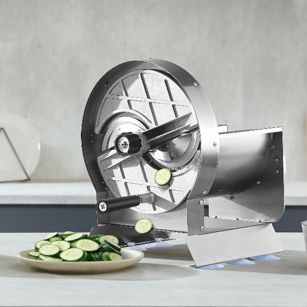 Cortador Manual de Aço Inoxidável com 2 Lâminas, para Batatas, Pepinos, Limões e Tomates.