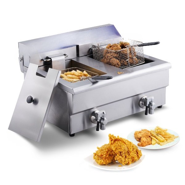 Fritadeira Elétrica 12Lx2 Aço Inoxidável 1500W + 1500W Cestos Removíveis