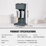 Misturador Pro Drink 375 W, Cabeça Única, 3 Velocidades, Copo de Aço Inoxidável para Milkshake e Coquetéis.