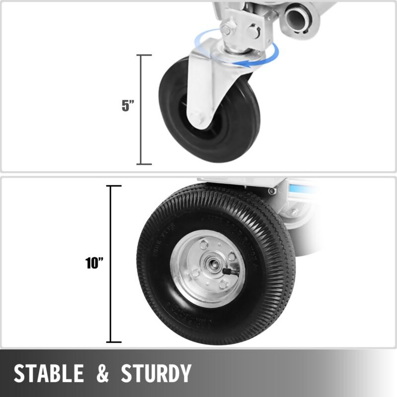 Carrinho de Mão Dobrável 3 em 1 de Alumínio para Saco, Carrinho de Carga Pesada Dobrável