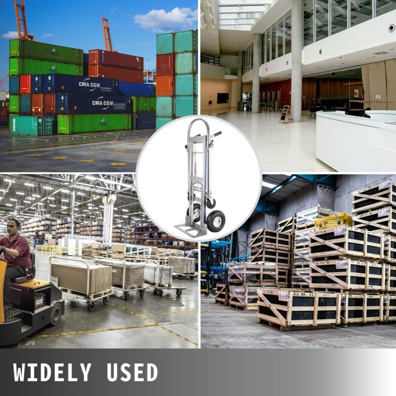 Carrinho de Mão Dobrável 3 em 1 de Alumínio para Saco, Carrinho de Carga Pesada Dobrável