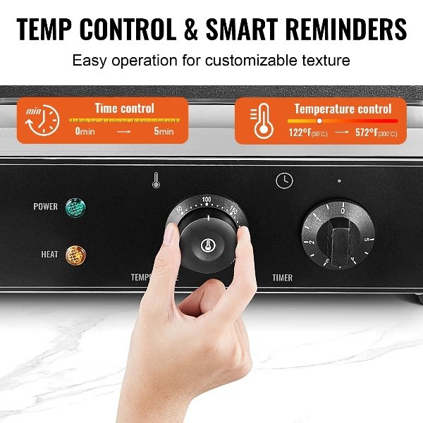 Máquina de Waffle Comercial Ferro de Waffle 1550W 10 Waffles Retangulares Prata