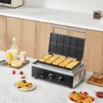 Máquina de Waffle Comercial Ferro de Waffle 1550W 10 Waffles Retangulares Prata