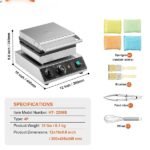 Máquina de Waffle Comercial Ferro de Waffle 1750W 4 Waffles Redondos
