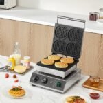 Máquina de Waffle Comercial Ferro de Waffle 1750W 4 Waffles Redondos