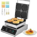 Máquina de Waffle Comercial Ferro de Waffle 1750W 4 Waffles Redondos